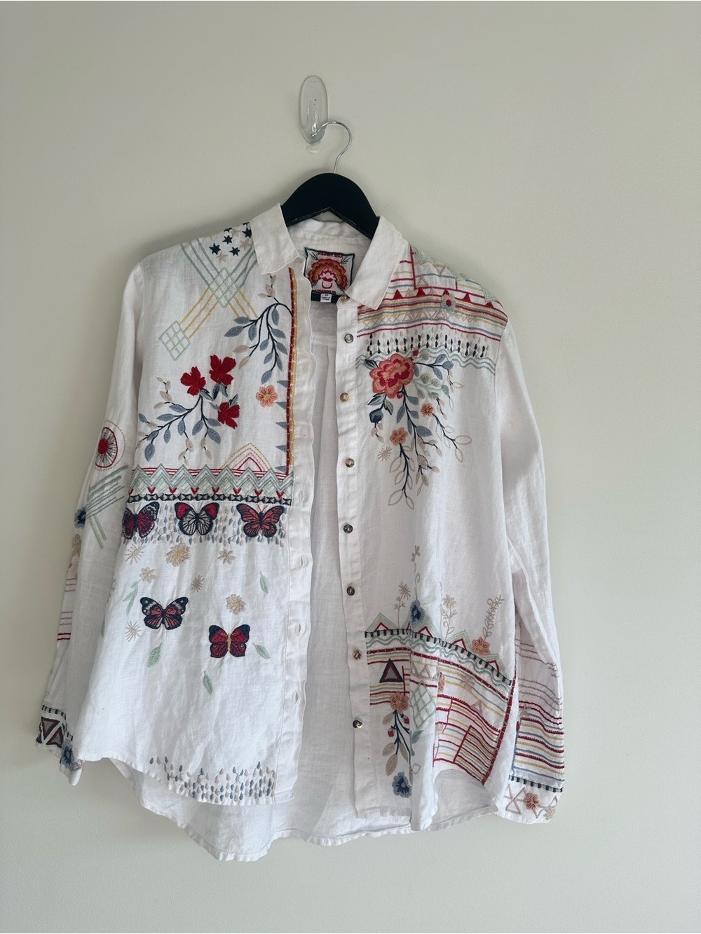 Johnny Was Aravis Linen Embroidered Shirt White Size XS - Picture 2 of 14